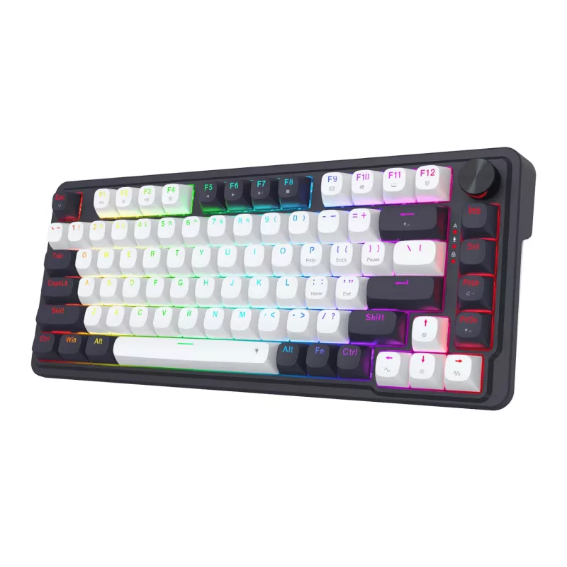 Redragon Ucal Magnetic K673WB-RGB-M Teclado mecánico gaming 75% tri-modo, blanco/negro