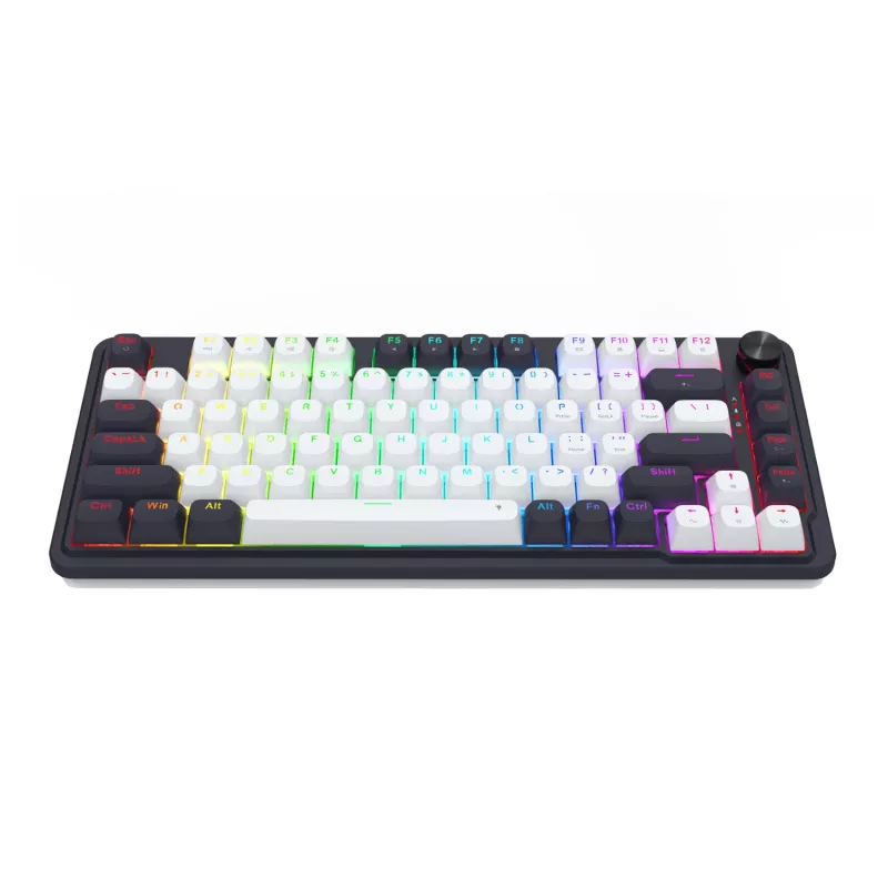 Redragon Ucal Magnetic K673WB-RGB-M Teclado mecánico gaming 75% tri-modo, blanco/negro