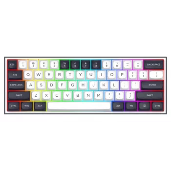 Redragon ALCOR QMK K717WB-RGB-PRO Teclado mecánico, diseño 75%, tri-modo, hot-swappable, blanco/negro
