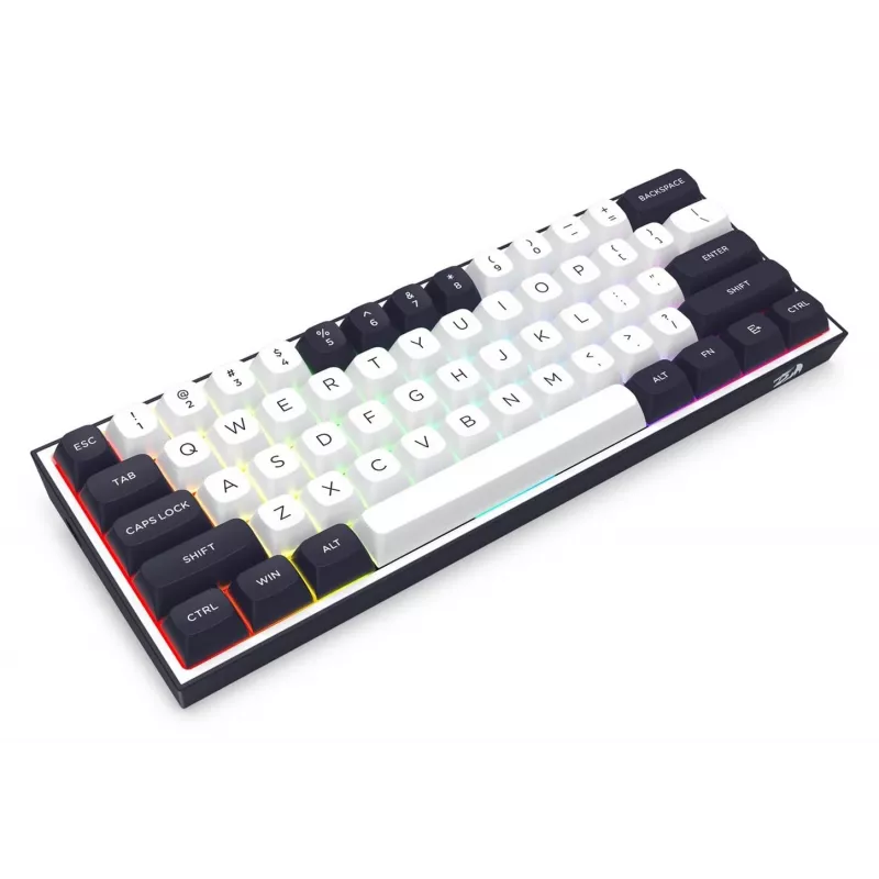 Redragon ALCOR QMK K717WB-RGB-PRO Teclado mecánico, diseño 75%, tri-modo, hot-swappable, blanco/negro