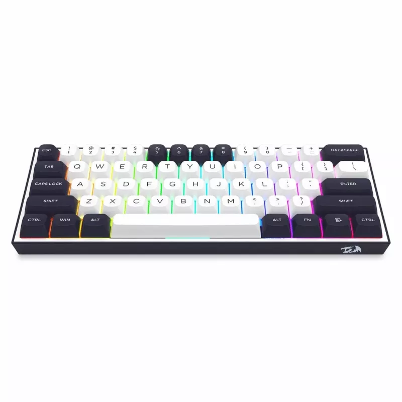Redragon ALCOR QMK K717WB-RGB-PRO Teclado mecánico, diseño 75%, tri-modo, hot-swappable, blanco/negro