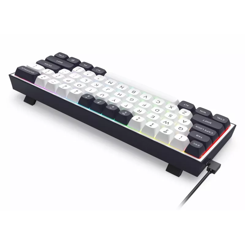 Redragon ALCOR QMK K717WB-RGB-PRO Teclado mecánico, diseño 75%, tri-modo, hot-swappable, blanco/negro