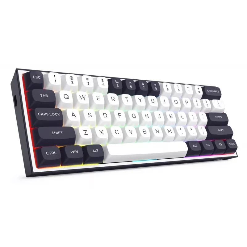 Redragon ALCOR QMK K717WB-RGB-PRO Teclado mecánico, diseño 75%, tri-modo, hot-swappable, blanco/negro