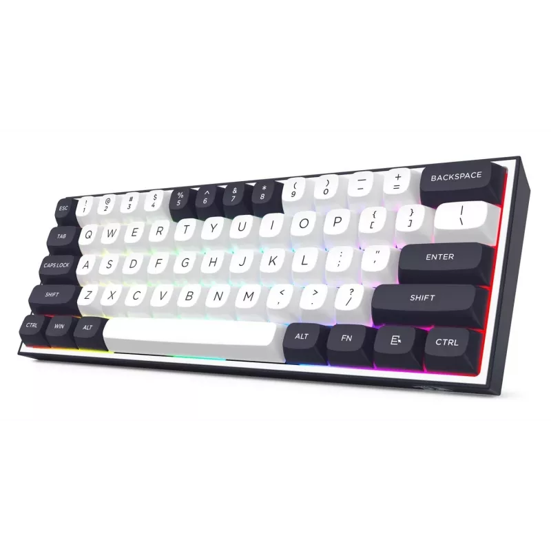 Redragon ALCOR QMK K717WB-RGB-PRO Teclado mecánico, diseño 75%, tri-modo, hot-swappable, blanco/negro