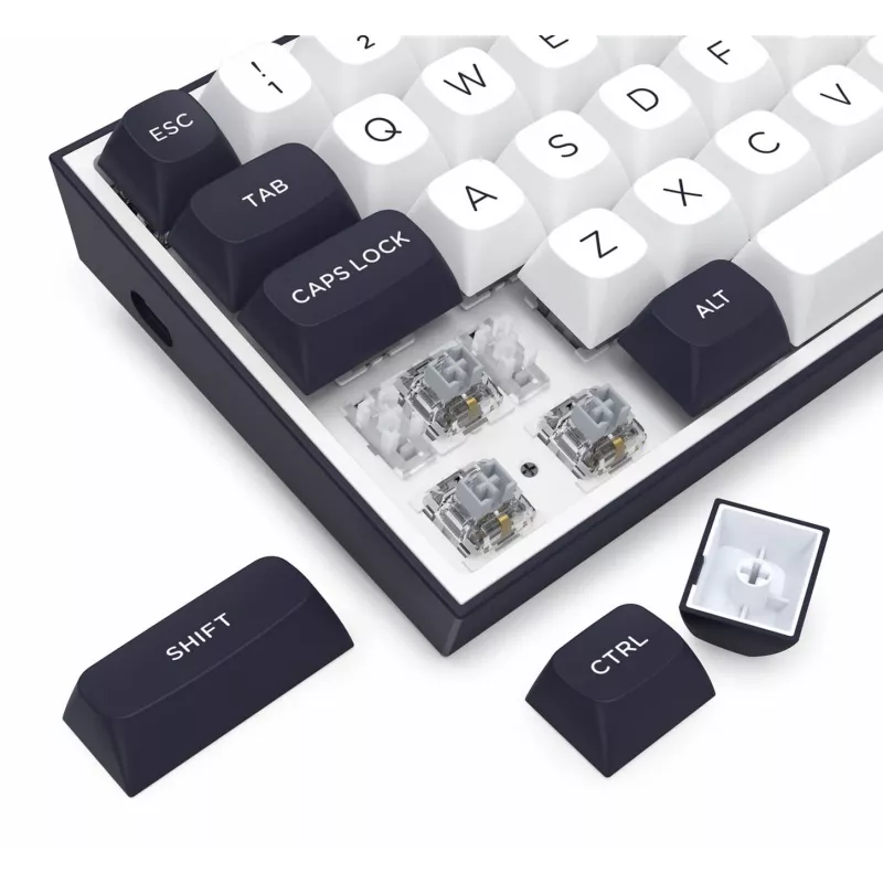 Redragon ALCOR QMK K717WB-RGB-PRO Teclado mecánico, diseño 75%, tri-modo, hot-swappable, blanco/negro