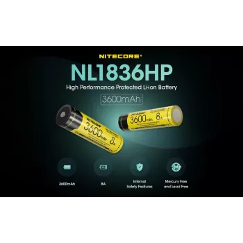 Nitecore NL1836HP batería de Li-ion 18650 3600mAh Button Top
