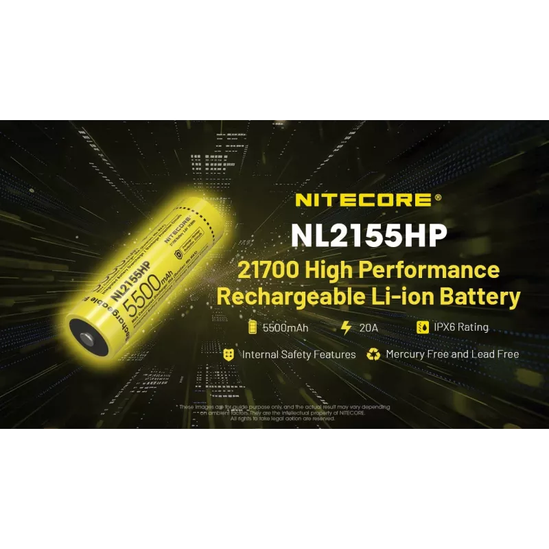 Nitecore NL2155HP batería de Li-ion 21700 5500mAh 3.6V Button Top Protected