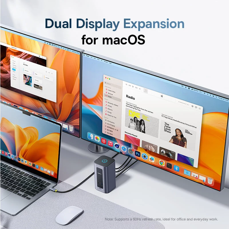 Baseus Nomos NU1 Air Spacemate estación de acoplamiento USB-C 12 en 1, 2x HDMI 4K@60Hz, 2x DP 4K@60Hz, 2x USB-C, 2x USB-A 5Gbps, 2x USB-A 2.0, RJ45 Gigabit Ethernet, gris