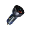 Baseus Particular cargador de coche con pantalla digital, USB-C + USB-A, QC3.0+PD, 65W, gris