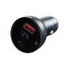 Baseus Particular cargador de coche con pantalla digital, USB-C + USB-A, QC3.0+PD, 65W, gris