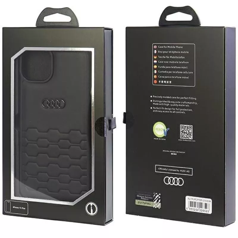 Funda rígida de piel sintética Audi GT para iPhone 15 Plus / 14 Plus 6,7