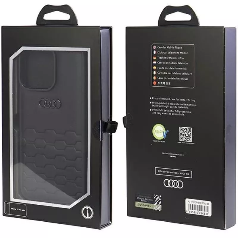 Funda rígida de piel sintética Audi GT para Apple iPhone 15 Pro Max 6,7