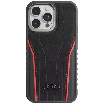 Funda rígida de piel auténtica MagSafe Audi para iPhone 15 Pro Max 6,7