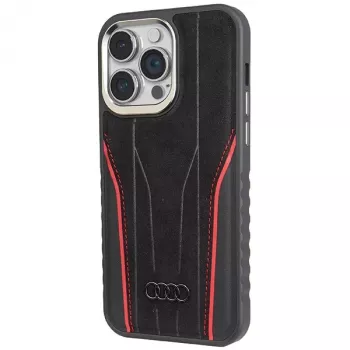 Funda rígida de piel auténtica MagSafe Audi para iPhone 15 Pro Max 6,7