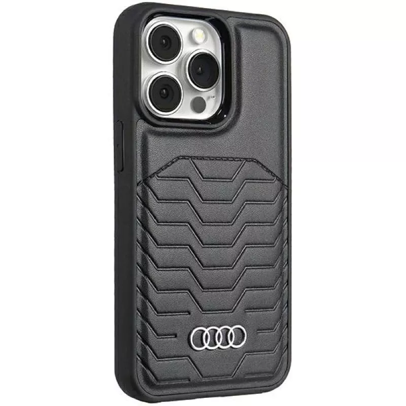 Funda rígida de piel sintética MagSafe Audi para iPhone 15 Pro 6,1