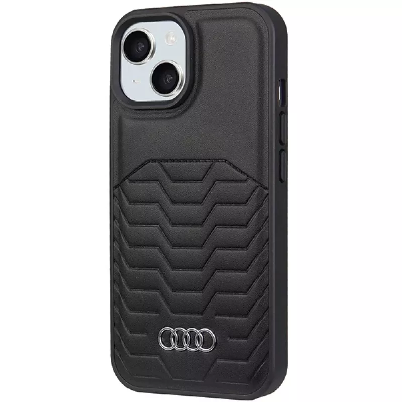 Funda rígida de piel sintética MagSafe Audi para iPhone 15 Plus / 14 Plus 6,7