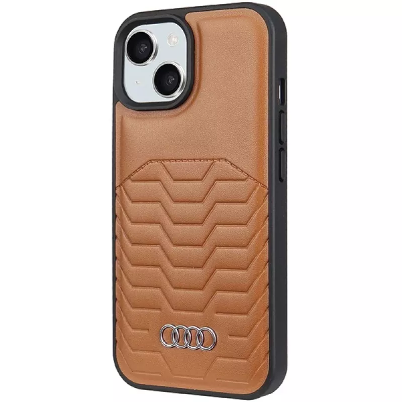 Funda rígida de piel sintética MagSafe Audi para Apple iPhone 15 Plus / 14 Plus 6,7 inch marrón