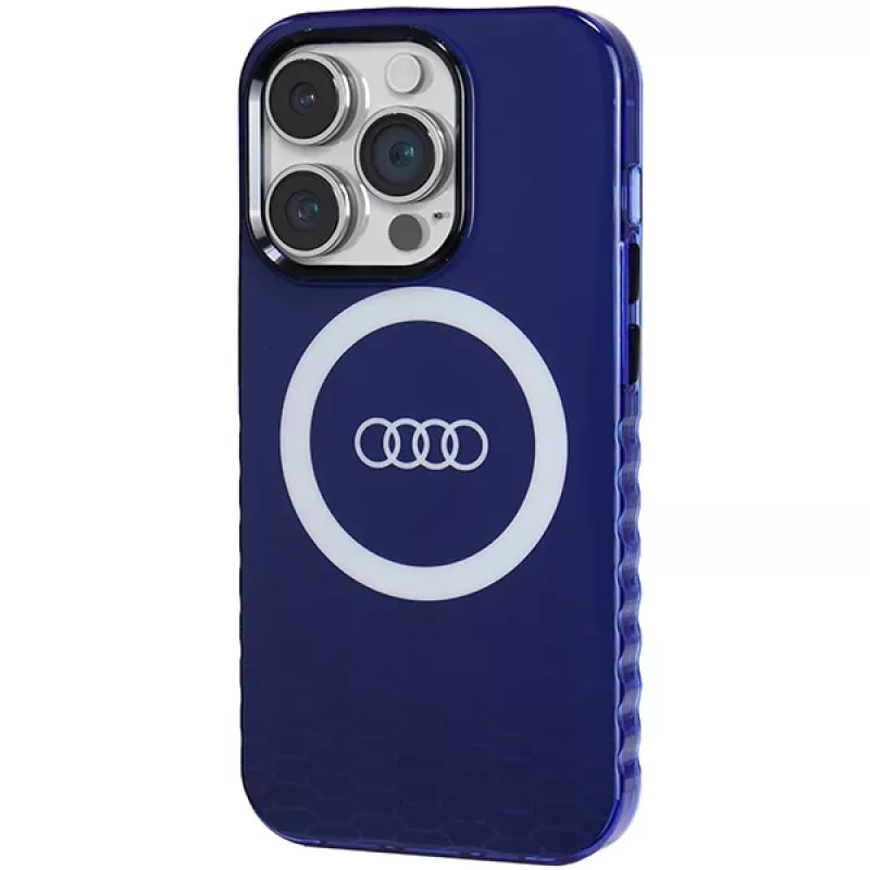 Audi IML Big Logo MagSafe Case para iPhone 14 Pro 6.1 azul marino carcasa rígida AU-IMLMIP14P-Q5/D2-BE