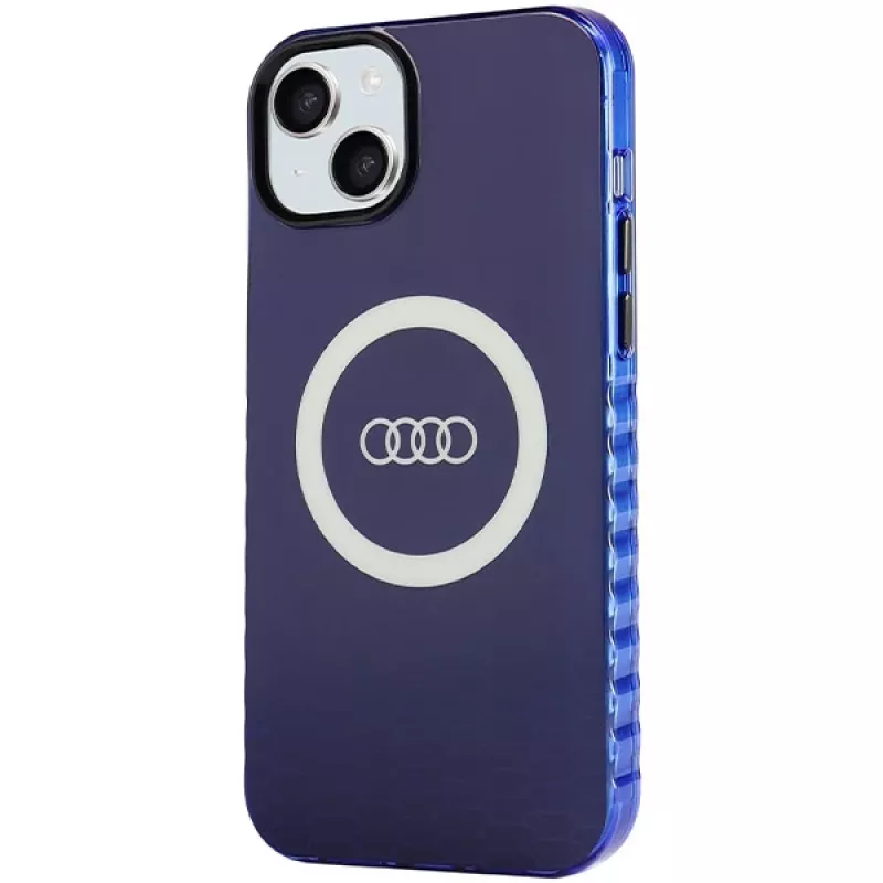 Audi IML Big Logo MagSafe Case para iPhone 15 Plus / 14 Plus 6.7, azul marino carcasa rígida