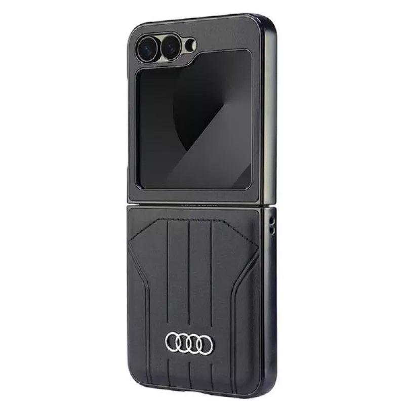 Audi piel sintética MagSafe Hard Case para Samsung Galaxy Z Flip 6, negro, AU-TPUPCFlip6-Q5/D1-BK