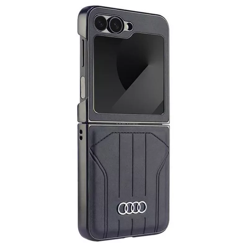 Audi piel sintética MagSafe Hard Case para Samsung Galaxy Z Flip 6, negro, AU-TPUPCFlip6-Q5/D1-BK