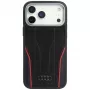 Funda Audi R8 de piel genuina MagSafe para iPhone 15 Pro negra con detalles rojos