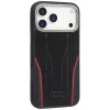Funda Audi R8 de piel genuina MagSafe para iPhone 15 Pro negra con detalles rojos