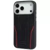 Funda Audi R8 de piel genuina MagSafe para iPhone 15 Pro negra con detalles rojos