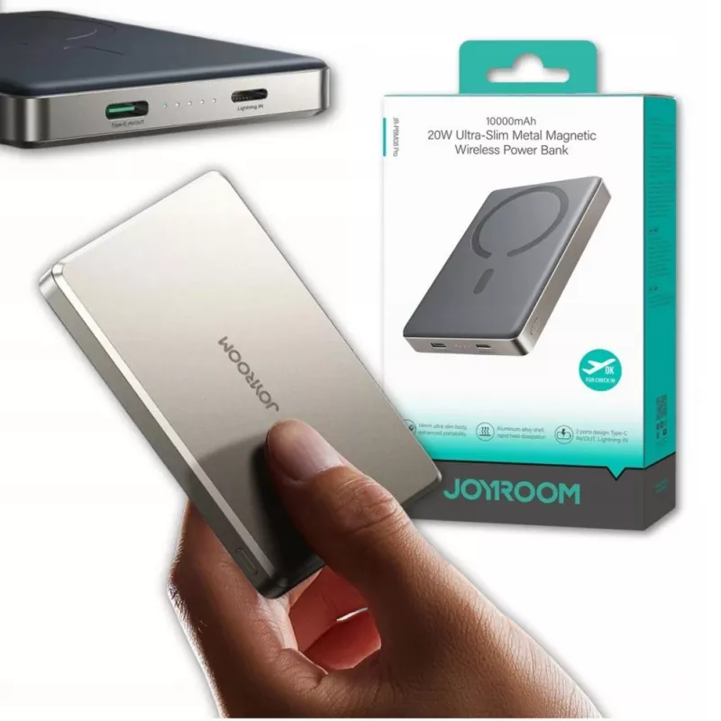Batería externa Joyroom JR-PBM08 Pro 22.5W 10000mAh con carga inalámbrica 2x USB-C - Titanio