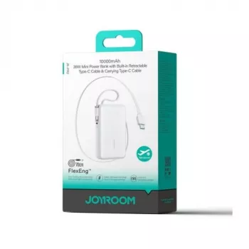 Batería externa Joyroom JR-PR2 35W 10000mAh con cable USB-C extraíble y cable Lightning integrado - Blanco