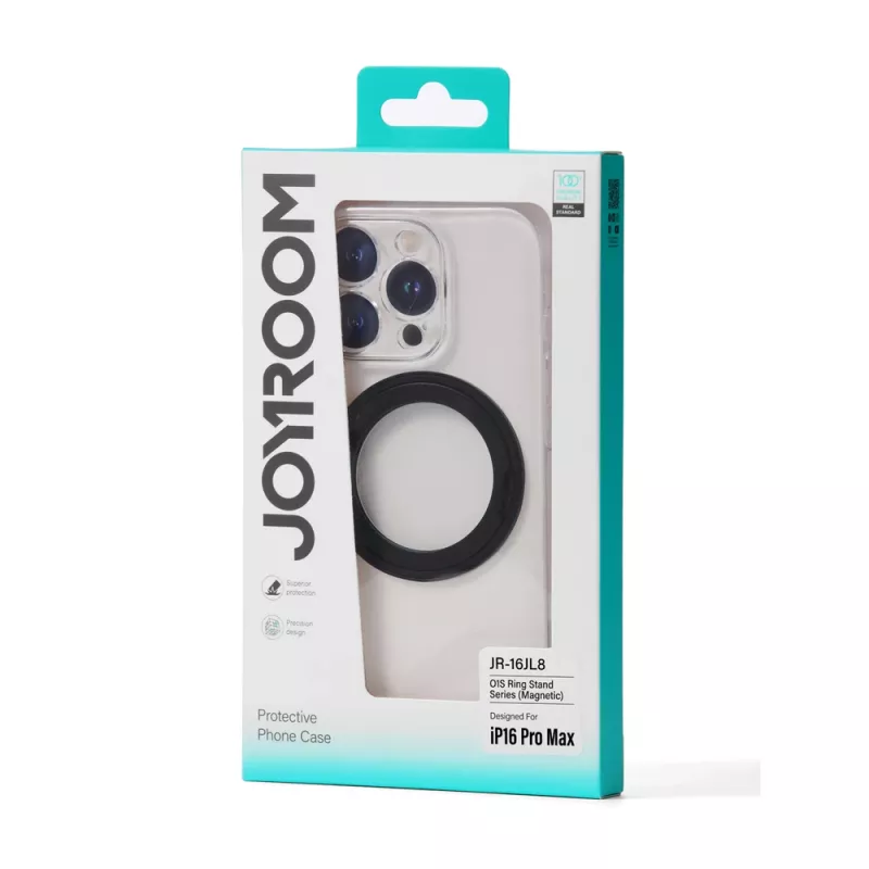 Funda ultrafina MagSafe JOYROOM JR-16JL6 para iPhone 16 Pro Max con anillo soporte giratorio 360° - Negro
