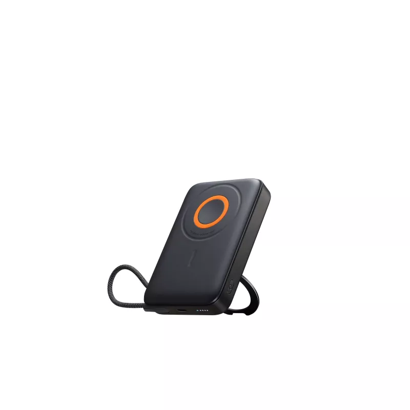 Batería externa Joyroom JR-PBM02 22.5W 10000mAh 3 en 1 inductiva magnética compatible con MagSafe con cable integrado - Negro