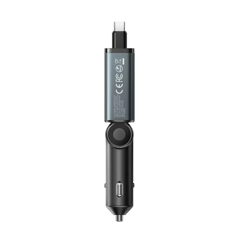Cargador de coche 3 en 1 Joyroom JR-CCL07 con cables extraíbles - Gris oscuro