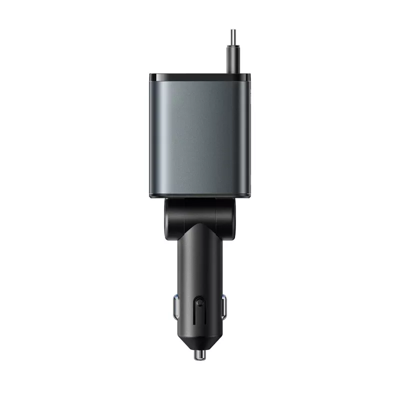 Cargador de coche 3 en 1 Joyroom JR-CCL07 con cables extraíbles - Gris oscuro