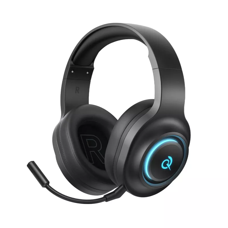QCY Heroad V200 Auriculares gaming tri-modo con sonido envolvente 7.1, batería de 240 h, micrófono desmontable - Negro