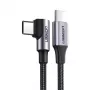 Ugreen Cable USB-C a USB-C en ángulo Power Delivery 60W 20V 3A 2m Negro-Gris (US255 50125)
