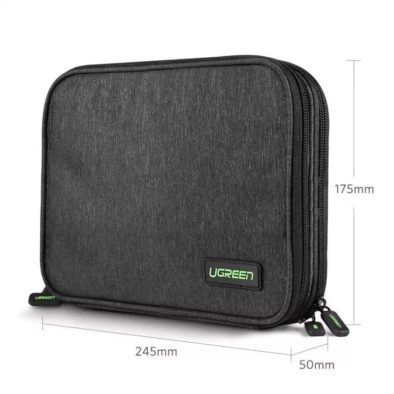 UGREEN Funda organizadora electrónica para disco duro HDD SSD teléfono cables accesorios 24,5 x 17,5 x 5 cm Gris (50147 LP149)