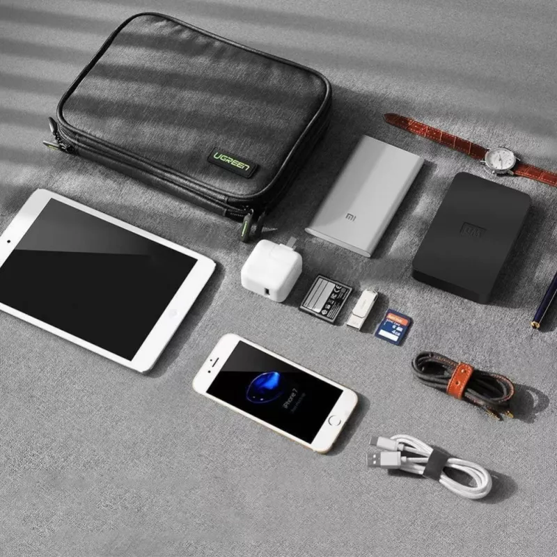 UGREEN Funda organizadora electrónica para disco duro HDD SSD teléfono cables accesorios 24,5 x 17,5 x 5 cm Gris (50147 LP149)