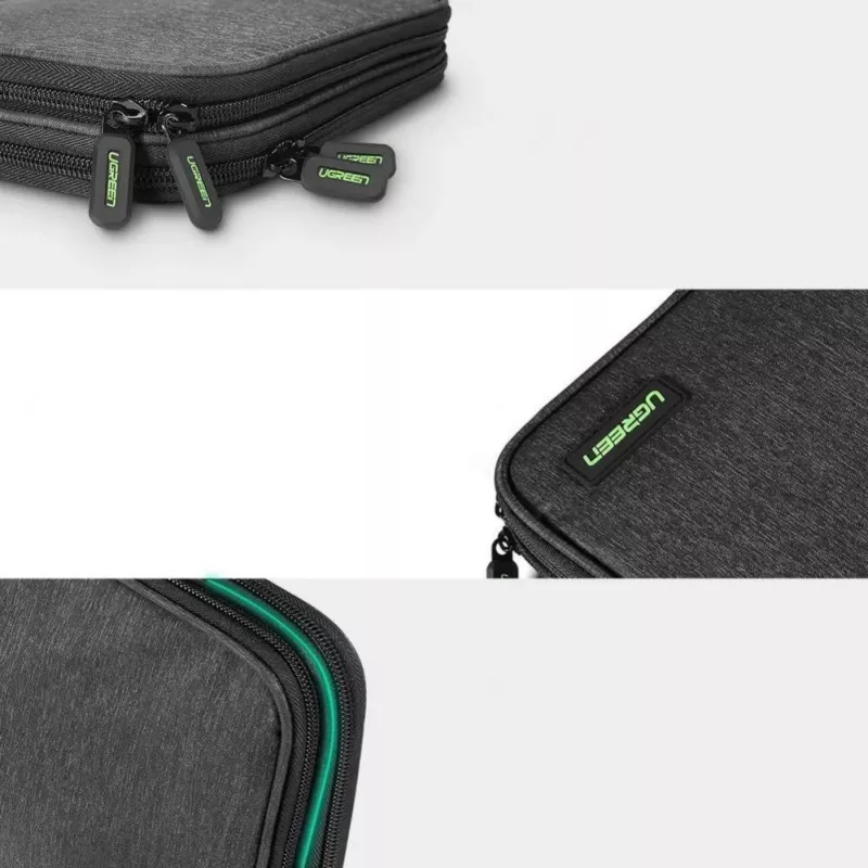 UGREEN Funda organizadora electrónica para disco duro HDD SSD teléfono cables accesorios 24,5 x 17,5 x 5 cm Gris (50147 LP149)