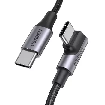 UGREEN Cable USB-C a USB-C en ángulo US334 5A PD 100W 2m Negro