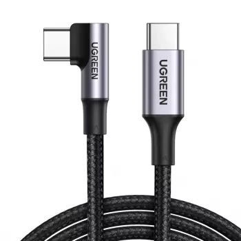 UGREEN Cable USB-C a USB-C en ángulo US334 5A PD 100W 2m Negro
