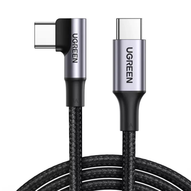 UGREEN Cable USB-C a USB-C en ángulo US334 5A PD 100W 2m Negro