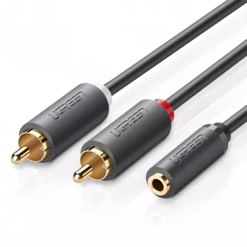 UGREEN AV102 Cable de audio 2x RCA (Cinch) a jack 3,5 mm 0,25 m Negro