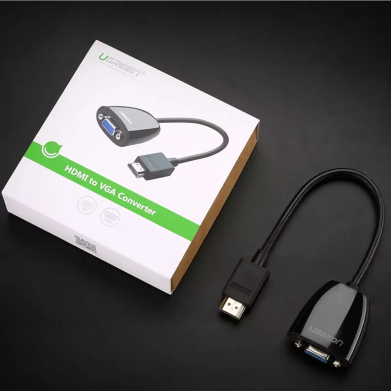 UGREEN Convertidor HDMI a VGA MM105, sin audio, Negro