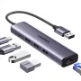 UGREEN Hub USB-A 5 en 1 a 3x USB 3.0 + RJ45 + USB-C (Plata)
