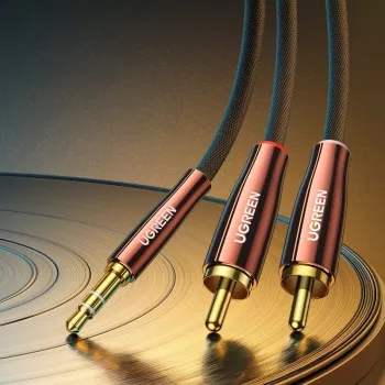 UGREEN Cable de audio 2x RCA (Cinch) a 3,5 mm, 2 m, Negro