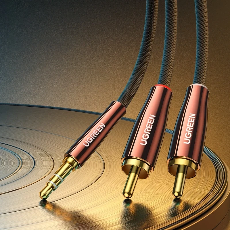 UGREEN Cable de audio 2x RCA (Cinch) a 3,5 mm, 2 m, Negro