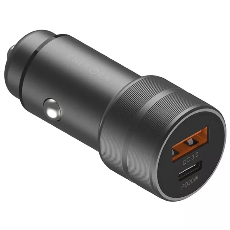 ENERGEA Alu Drive PD20+ Cargador de coche 38W 1xUSB-A + 1xUSB-C PD QC3.0 Gunmetal