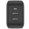 ENERGEA Travelite GAN45 Cargador de viaje GaN USB-C 45W de doble puerto con adaptadores US+EU, Negro