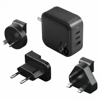 ENERGEA Travelite GAN66 Cargador GaN USB-C 66W 2C1A Negro US+EU